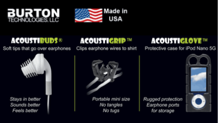 eshop at web store for Acoustibuds American Made at Burton Technologies LLC in product category Computer Accessories & Peripherals